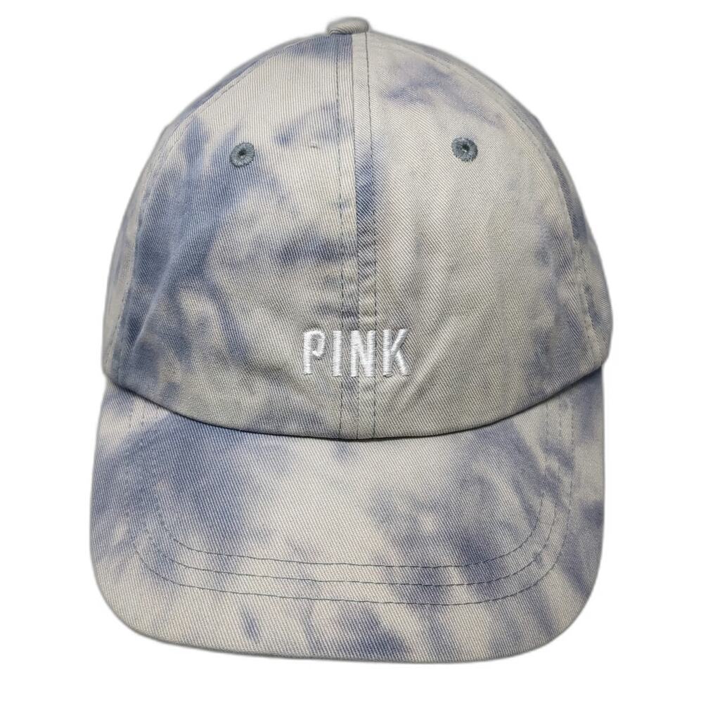 Victoria's Secret PINK Baseball Cap Blue Gray One Size Tie Dye Embroidered Hat
